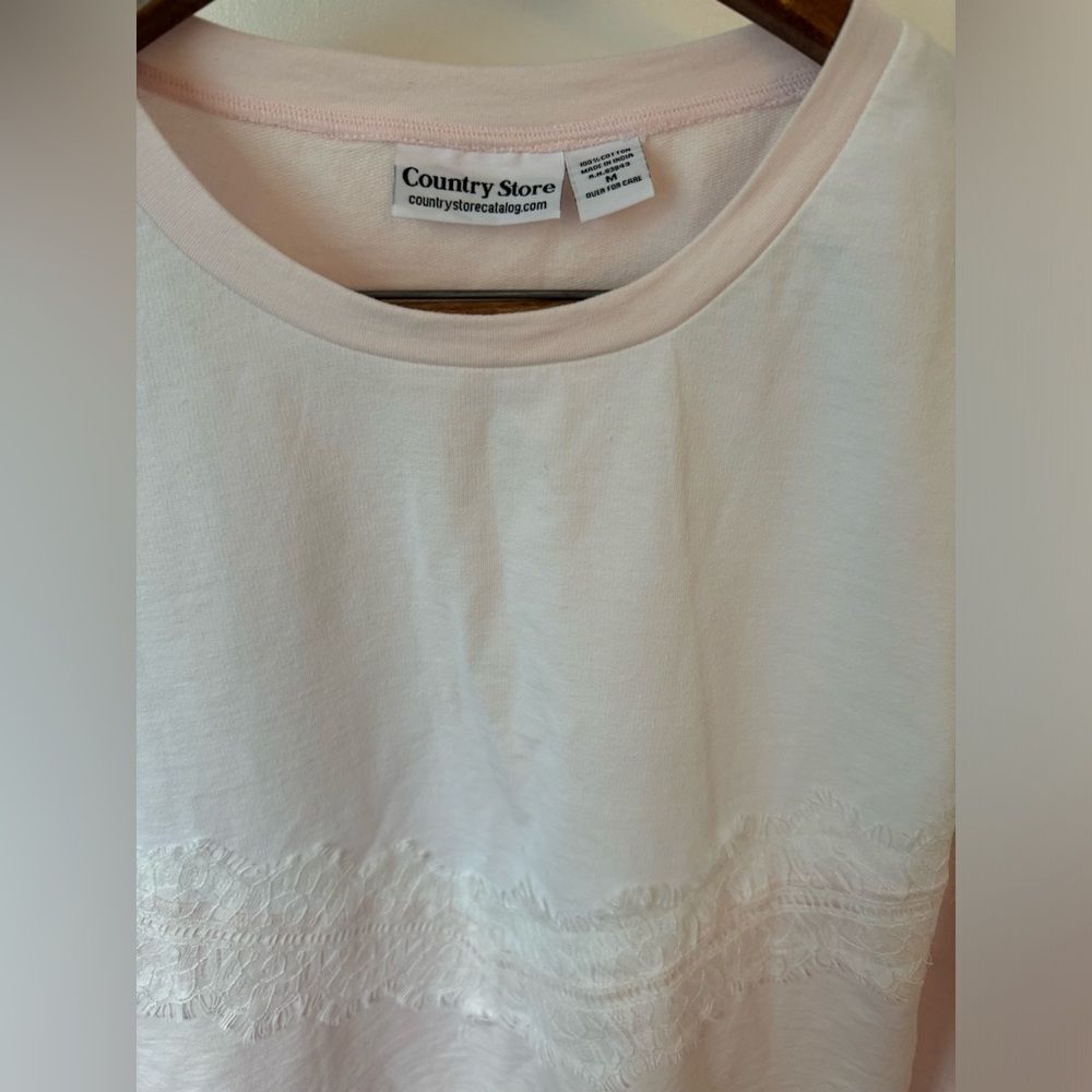 Country Store Women’s Crew Neck Sweatshirt Light Pink & White Lace Detail Cotton - Picture 4 of 9